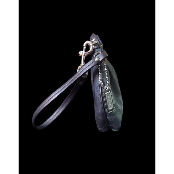 Coach zip wristlet dark charcoal gray jacquard cloth - Picture 3 of 6